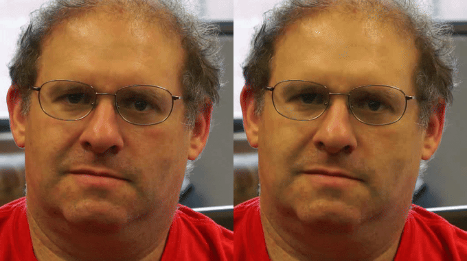 A face before and after colour magnification